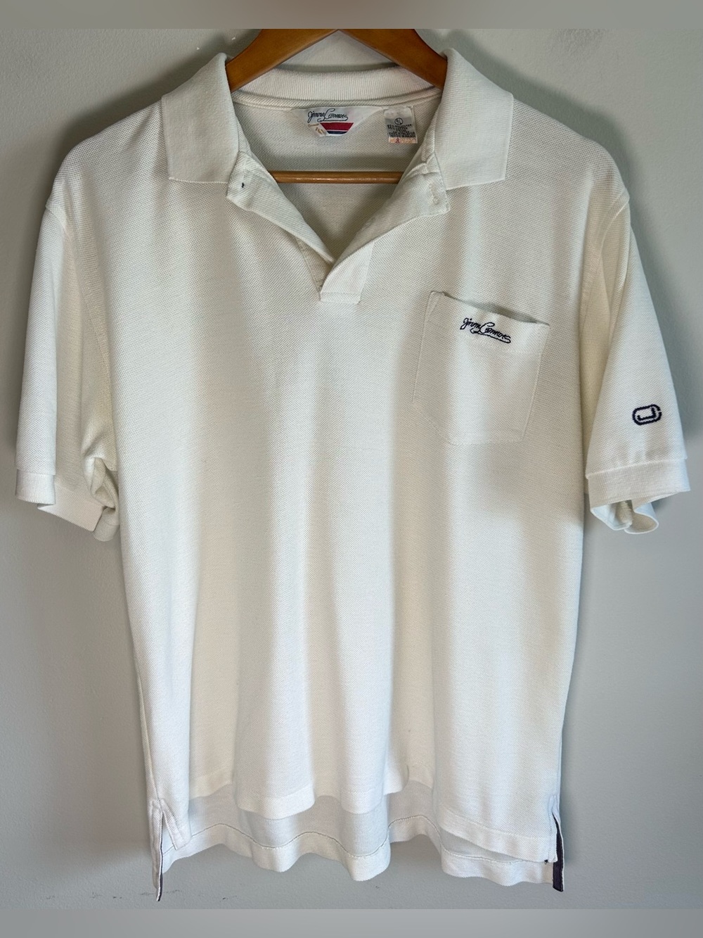 Vintage 80s/90s Jimmy Connors Golf Polo Shirt Men’s Size L White Pocket Stretch